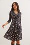 Women's Black and White Floral Double Breasted Knitted Dress Elb- 19000962 - 2