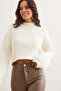 Women's Ecru Thick Corded Crop Thick Knitwear Sweater Kzk- 19000953 - 5