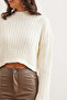 Women's Ecru Thick Corded Crop Thick Knitwear Sweater Kzk- 19000953 - 6