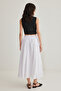 White Flared Maxi Elastic Waist Woven Skirt Twoss25Et00017 - 5