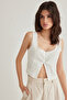 Beyaz Kare Yaka Askılı Crop Dokuma Bluz TWOSS25BZ00118