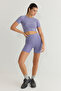 Lila Crop Seamless/Dikişsiz Bisiklet Yaka Örme Spor Üst/Bluz TWOSS21BZ1419 - 2