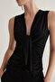 Siyah Drape Detaylı Örme Bluz TPRSS25BZ00023 - 4