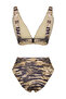 Zebra Desenli Drapeli Üçgen Kaplı Regular Yüksek Bel Bikini Takımı TBESS25BT00027 - 7