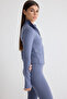 Indigo Fırçalı Soft Kumaş Baş Parmak Delikli Örme Spor Ceket/Sweatshirt THMAW25SK00001 - 3