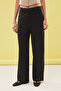 Siyah Wide Leg/Geniş Paça Dokuma Pantolon TWOSS25PL00025 - 5