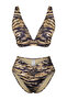 Zebra Desenli Drapeli Üçgen Kaplı Regular Yüksek Bel Bikini Takımı TBESS25BT00027 - 5