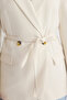 Ecru Belted Regular Lined Blazer Jacket Twoss25Bc00022 - 3