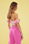 Çok Renkli Çiçek Desenli Crop Dokuma Büstiyer TPRSS24BS00020 - 5