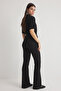 Siyah İspanyol Paça Normal Bel Dokuma Pantolon TWOSS25PL00065 - 6