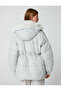 Puffer Jacket Hooded Faux Fur Detailed Pocket Tied - 4