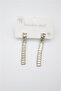 Large Baguette Stone Steel Earrings - Gold