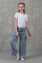Kids Girls Cargo Pocket Jeans D Blue - 5