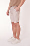 Beige Men's Chino Shorts - Linen Look Relaxed Fit with Side Pockets and Elastic Waist - 5