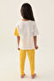 Girls' Cream Short Sleeve Pajama Set - 5