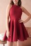 Women's Burgundy Stretchy Diver Fabric Sleeveless Flared Mini Dress 2165 - 4