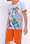 Boy's Crew Neck Pigment Printed Summer Regular Fit Gray Bermuda Set Rp2735-C-V2 - 3