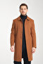 Tan Comfort Fit Long Barbary Collar Lined Cashmere Coat - 7