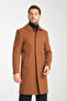 Tan Comfort Fit Long Barbary Collar Lined Cashmere Coat - 4