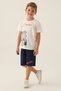 Boy's Crew Neck Pigment Printed Summer Regular Fit White Bermuda Set Rp3347-C-V1