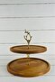 2-Tier 25/30 cm Gold Fi̇li̇z Wooden Cake Presentation Stand, Serving Presentation Plate, Catering Plate - 8