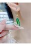 Asymmetrical Heart Earrings with Green Baguette Embellished - 3