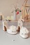 Women's 10 cm Platform White Rose Detailed Bridal Shoes - 3
