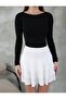 Women's Black Boat Neck Long Sleeve Basic Blouse