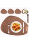 4-Piece American Service Plate and Coaster Set Pu Leather Brown