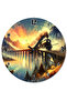 Bridge and Train on Sunset Analog Wall Clock