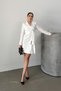 Women's Dress Mini Stylish Long Sleeve Belted Double Breasted Collar Pleated Jacket Dress - 3