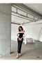 Women's Black Strapless Neckline Bow Detail Two-Tone Maxi Evening Dress - 3