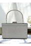 Silver Color Silvery Metal Handle Women's Evening Dress Bag - 2