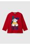 Boy's Red Long Sleeve Crew Neck T-Shirt - Photo Printed