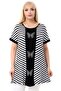 Round Neck Front Butterfly Stone Embroidered Short Sleeve Bias Striped Blocked Comfortable and Flowy Stylish Blouse - 4