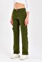 Jilly Women's Khaki Lycra Cargo Pocket Back Pocketless Palazzo Wide Leg - 3