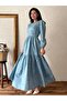 Hijab Blue Crispy Poplin Layered Dress
