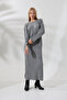 Round Crew Neck Ribbed Long Sleeve Oversize Ankle Length Basic Seasonal Knitwear Dress - 7