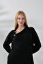 Half Turtleneck Stand Collar Long Sleeve Asymmetrical Button Detail Soft Textured Full Ankle Length Knitwear Dress - 6