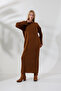 Round Crew Neck Ribbed Long Sleeve Oversize Ankle Length Basic Seasonal Knitwear Dress - 5