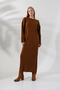Round Crew Neck Ribbed Long Sleeve Oversize Ankle Length Basic Seasonal Knitwear Dress