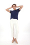 Women's Viscose Flowy Crew Neck T-Shirt Navy Blue - Soft and Lightweight - 7