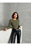 Women's Khaki Crew Neck Knot Detail Camisole Blouse - 4