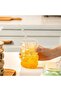 2 Pieces Heat Resistant Glass Straw Wooden Lid Striped Knuckle Cup Coffee Juice Cup - 5
