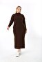 Bitter Brown Half Turtleneck Knitwear Plus Size Dress