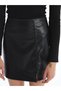Leather Look Women's Skirt with Zippered Waist - 3