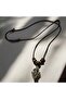 Adjustable Cotton Rope Necklace with Spearhead Zamak Metal Figure