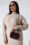 Women's Brown Mini Box Clutch Bag with Side Crisscross Straps and Handles Modern Chic Women's Bags - 8