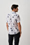 Flame Cotton Short Sleeve, Palm Print Men's Shirt - 3