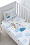 Baby Size Fitted Sheet Set - Iconic Series - Blue Clouds and Balloon - 2
